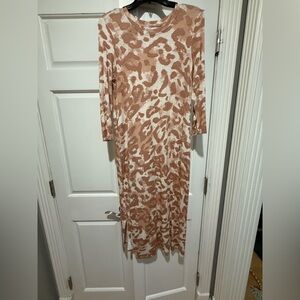 New Directions Brown and Red Bodycon Long Sleeve Dress